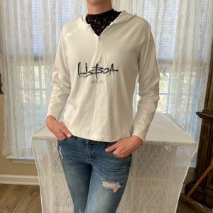 Lisbon, Portugal Hooded Pullover 1/2Zip Lightweigh